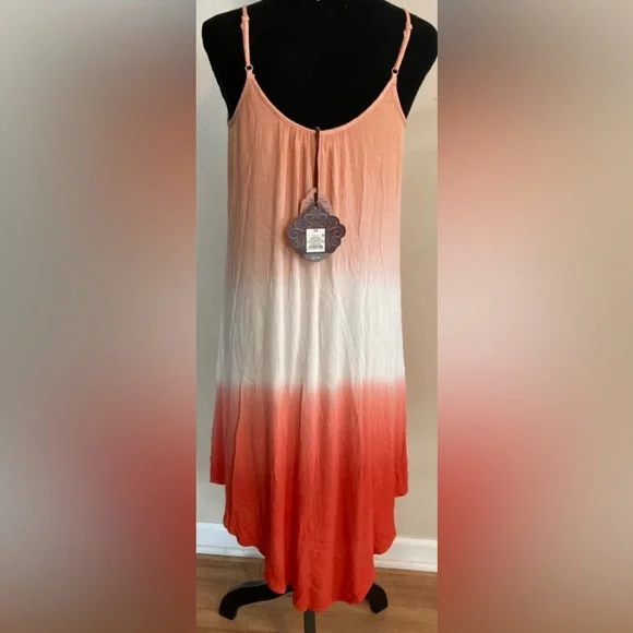 knox rose orange dress Knox Rose Wide Strap Sleeveless A-Line Midi Dress Size M Orange Floral Smocked